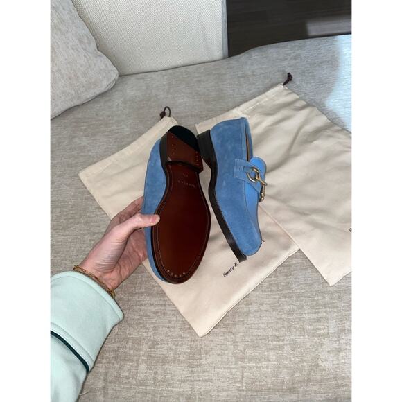 Sporty & Rich x Morjas Blue Leather & Suede Loafers - Picture 2 of 5